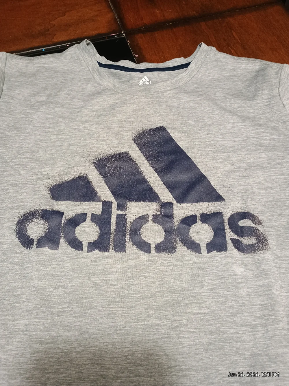 adidas Light Gray Tee with Navy Logo